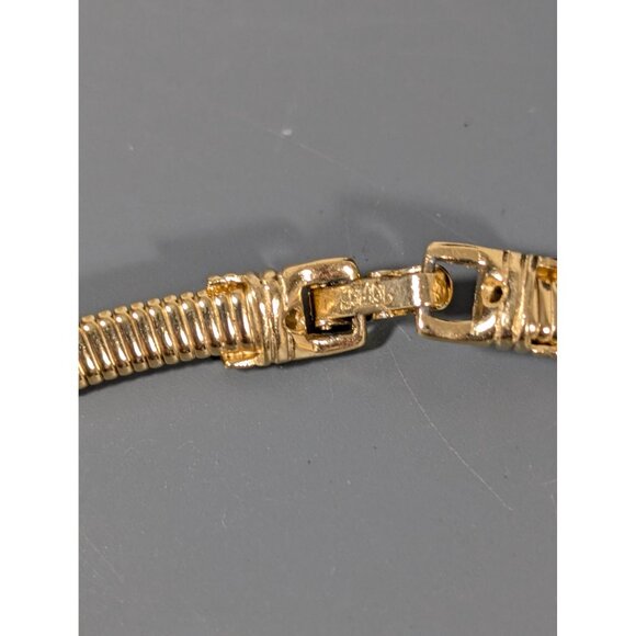 Trifari Cream Enamel Omega Chain Choker Necklace 16" Art Deco - Picture 9 of 11